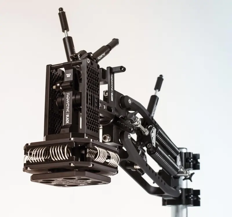 Flowcine Black Arm with a gimbal and cinema camera on a vehicle rig