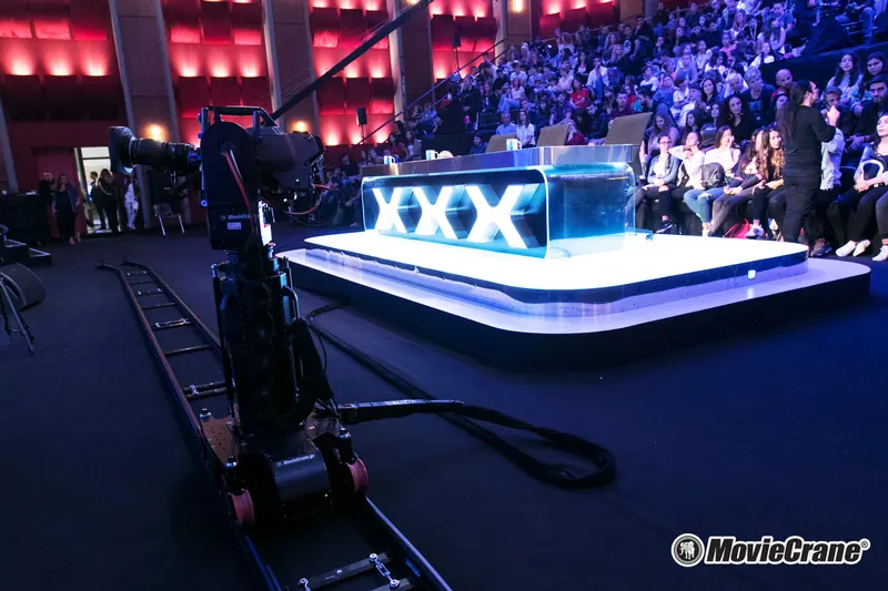 MovieCrane camera equipment on a Greek TV talent show set