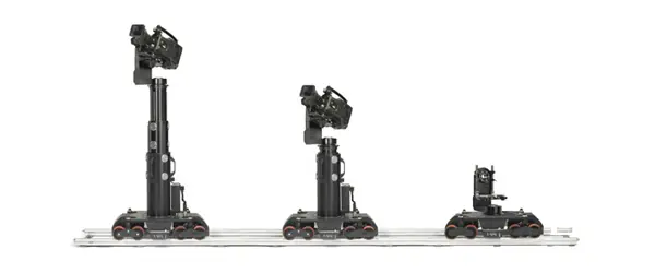 Ross Furio RC rail cam dolly at three column heights