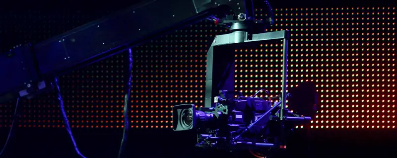 Scorpio Mini Head SB92 on a crane arm on a lit TV stage